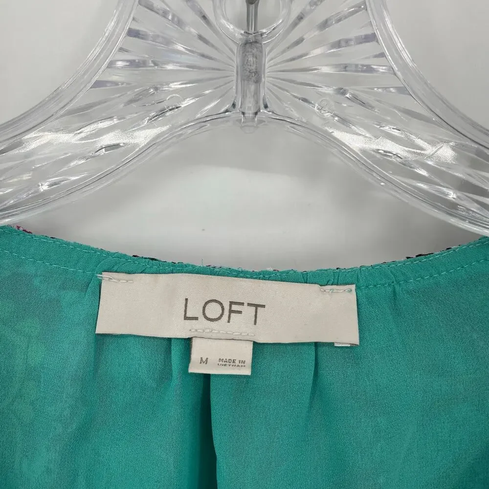 Loft Puff Sleeve Floral Top Size Medium